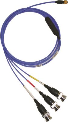 Câble 4-conductor FEP 10-pieds, 4-socket plug à  (3) câbles 1-pied terminant en BNC plug...