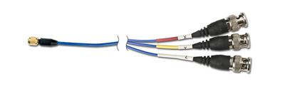 Câble blindé 4-conducteurs type FEP, longueur 20 pieds (6 mètres) 4-broches ¼-28 mâle à (3) BNC - ...