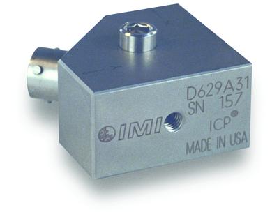 Accéléromètre ICP® à cisaillement en céramique triaxial, industriel, 100 mV/g, 0,8 à 8 000 Hz, sorti...
