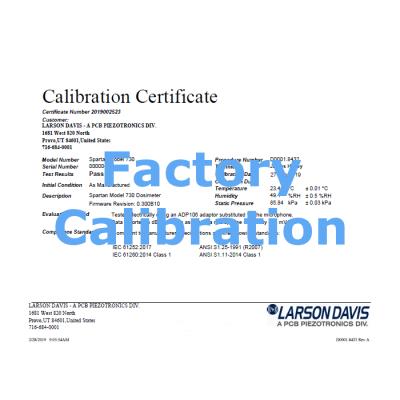 Calibration and certification for 2250, without microphone....